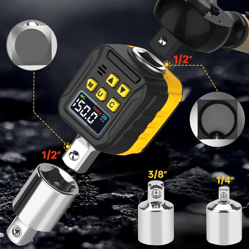 YIYEIE 1/2" Drive Digital Torque Adapter, 12.5-250Ft-lb/17-340 Nm, Color LCD Display, Digital Torque Wrench Adapter with ±2% Accuracy, Torque Wrench Calibration Tool for Torque Meter for Auto,Moto - Image 5